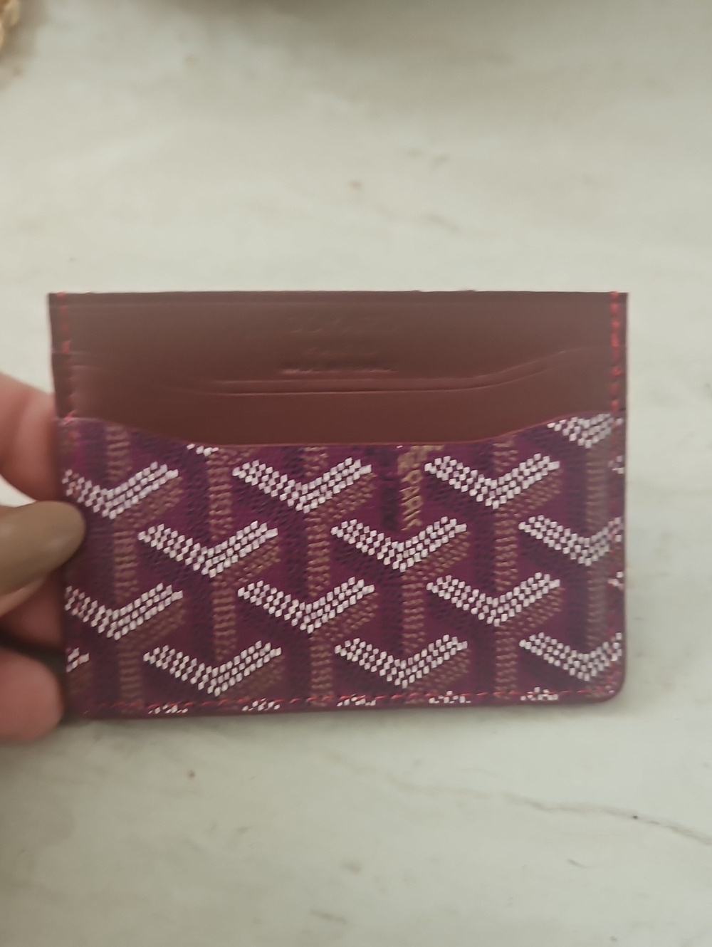 Burgundy Patterned Card Holder